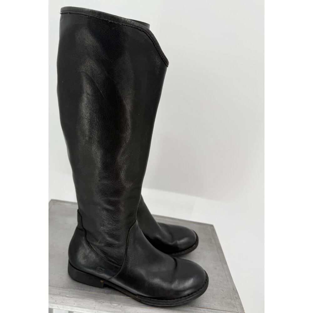 Børn Women's Black Leather Tall Riding Boots Rear Zip US 8 EU 39 Fall Fashion - Picture 2 of 8